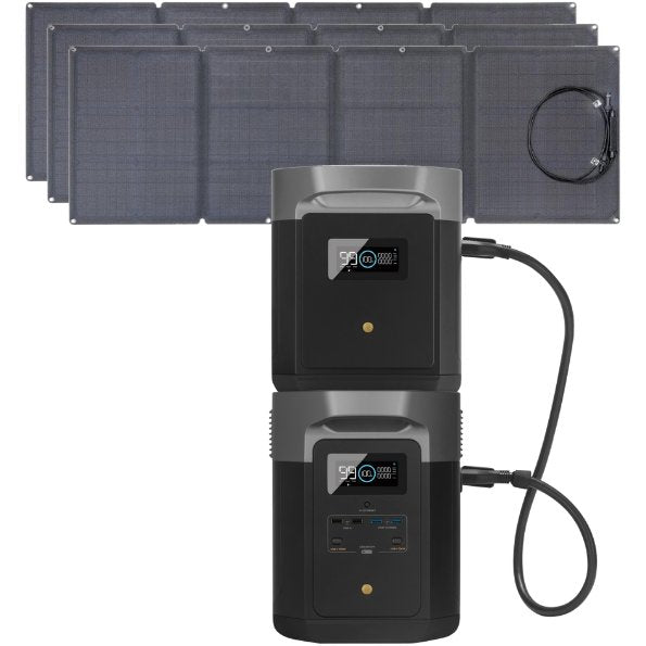 EcoFlow DELTA Max Solar Generator with Extra Battery + 3 x 110W Solar Panels - Grassroots Greenhouses